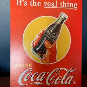 Coca-Cola Classic Red and Yellow Metal Sign 16” x 12.5”